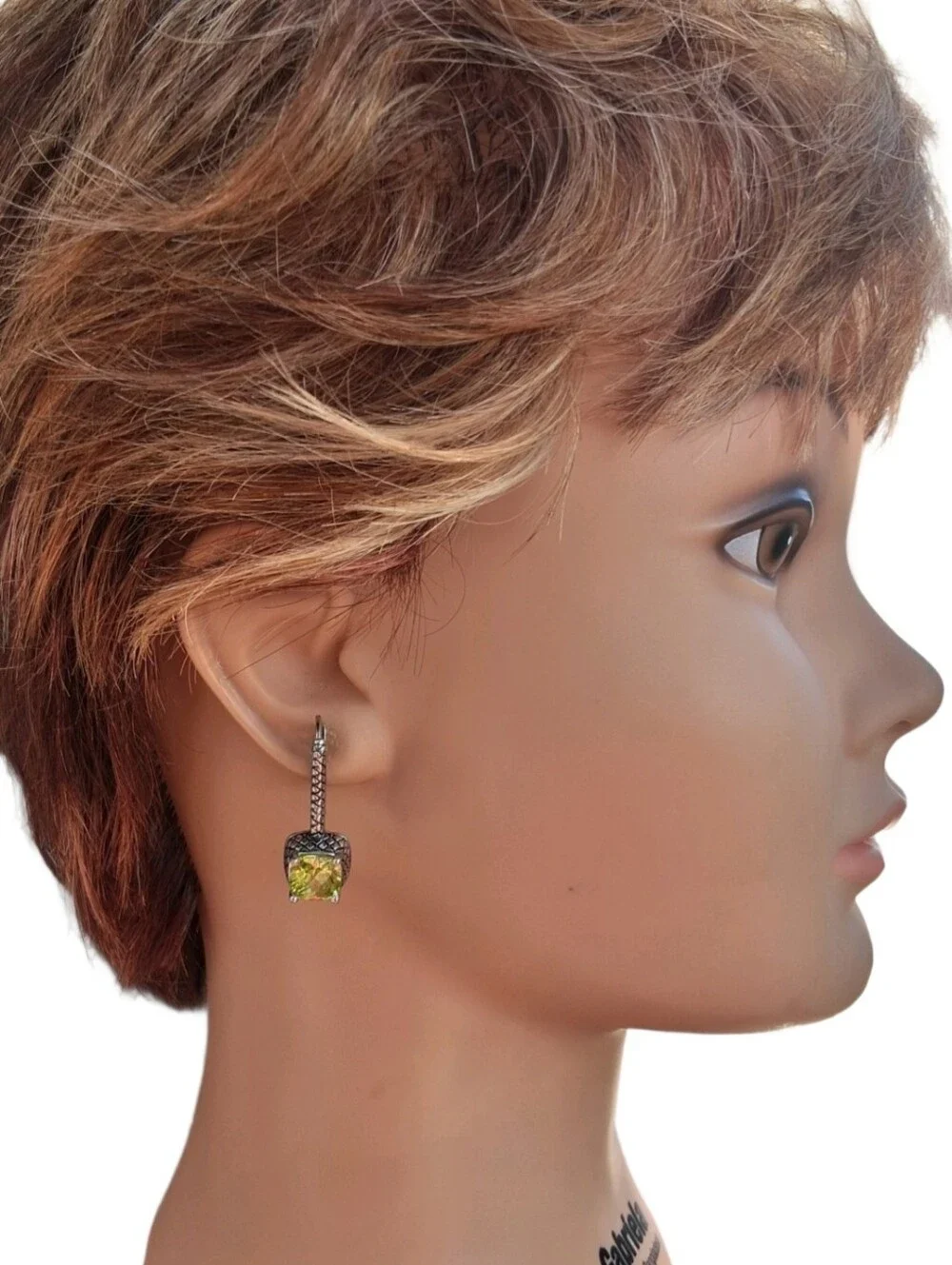 Premier Designs Vintage Cushion Cut Yellow Citrine Leverback Drop Earrings PD